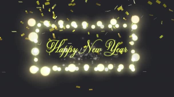 Animazione Auguri Capodanno Cornice Luci Fatate Confetti Cadenti Capodanno Festa — Video Stock