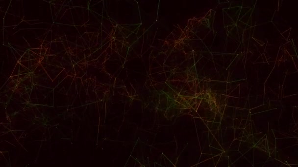 Animation Réseau Rouge Vert Lumineux Déplaçant Sur Fond Noir Concept — Video