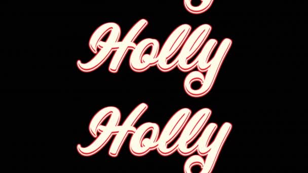 Animation Holly Text Repetition Christmas Black Background Christmas Winter Tradition — Stock Video