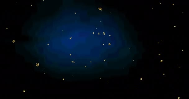 Animación Múltiples Estrellas Flotando Sobre Fondo Negro Concepto Celebraciones Fiesta — Vídeo de stock