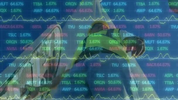 Animación Del Procesamiento Datos Financieros Sobre Ingeniería Turbina Eólica Cambio — Vídeos de Stock