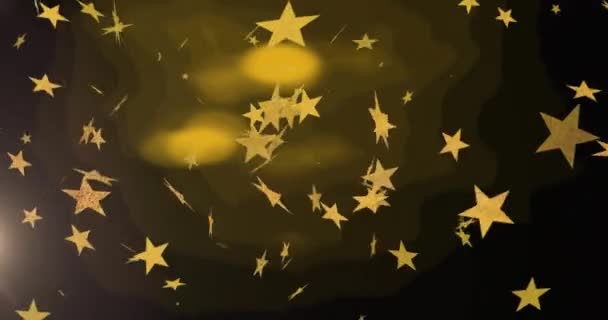 在黑色背景上的亮点和星星的动画 派对及庆祝活动概念数码影片 — 图库视频影像