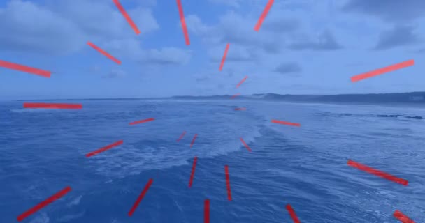 빨간색 파란색 줄무늬와 별들의 애니메이션 바다와 애국심 독립심 개념은 디지털로 — 비디오