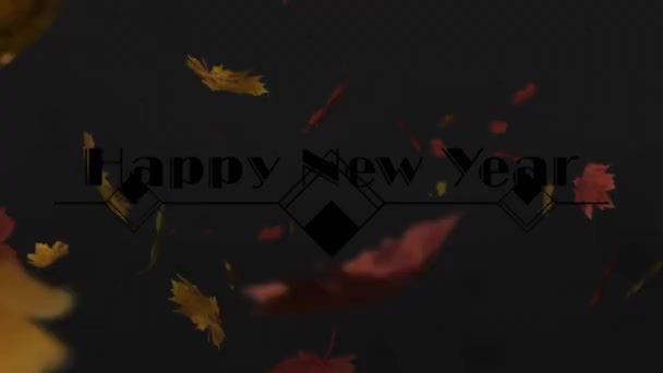 Animation Happy New Year Greetings Autumn Leaves New Year New — Stock Video