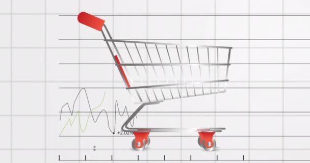 Animazione Delle Statistiche Dell Elaborazione Dei Dati Finanziari Carrello Vuoto — Video Stock