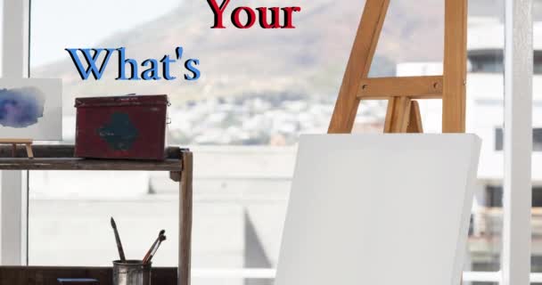 Animation What Your Hobby Text Blue Red Green Canvas Easel — Stock Video