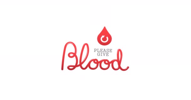 Animation Please Give Blood Text Arrow Red Blood Droplet Logo — Stock Video