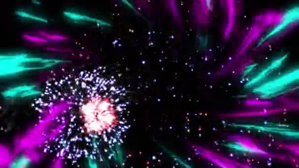 Animatie Van Kleurrijke Lichten Exploderend Vuurwerk Nachtelijke Hemel Kerstmis Nieuwjaar — Stockvideo