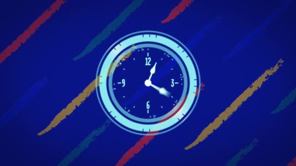 Animación Del Escáner Con Procesamiento Cara Del Reloj Sobre Fondo — Vídeo de stock