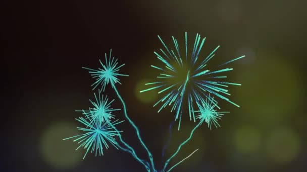 Animace Modrého Ohňostroje Explodujícího Silvestra Oslava Nového Roku Koncepce Slavnosti — Stock video