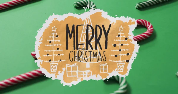 Image Merry Christmas Text Christmas Candy Cane Christmas Tradition Celebration — Stock Photo, Image