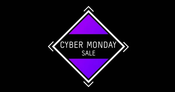 白と紫のサイバー月曜日の画像黒い画面に表示される販売テキスト — ストック写真