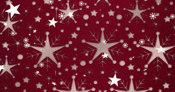 Image Christmas Stars Falling Red Background Christmas Tradition Celebration Concept — Stock Photo, Image