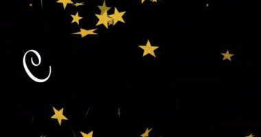 Tebrik mesajları ve siyah arkaplanda yıldızlar. parti ve kutlama konsepti dijital olarak oluşturulmuş video.