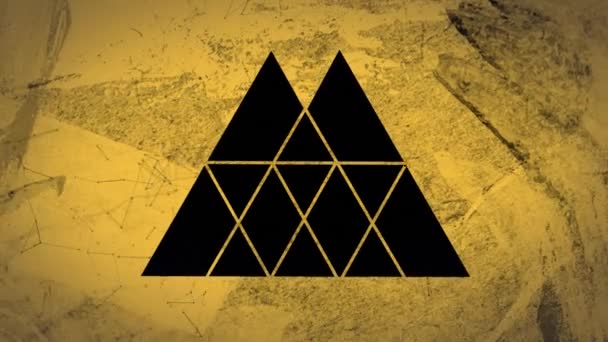 Animace Sítí Připojení Přes Trojúhelník Vystřižené Špinavém Žlutém Papíru Černé — Stock video