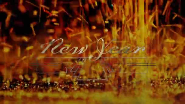 Animáció Újévi Üdvözlet Narancssárga Foltok Háttérben Szilveszteri Party Hagyomány Ünneplés — Stock videók
