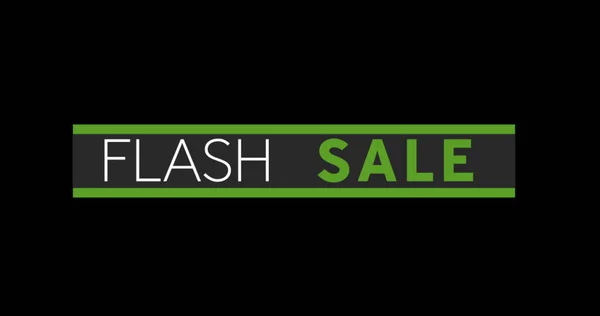 Imagem Texto Branco Verde Flash Sale Aparecendo Contra Uma Tela — Fotografia de Stock