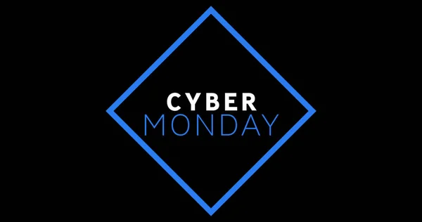 Image White Blue Cyber Monday Text Appearing Black Screen — Stock Photo, Image