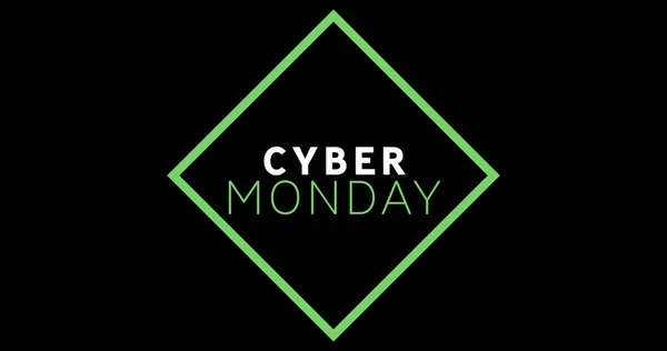 Image White Green Cyber Monday Text Appearing Black Screen — Stock Photo, Image