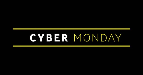 Image White Yellow Cyber Monday Text Appearing Black Screen — Stock Photo, Image