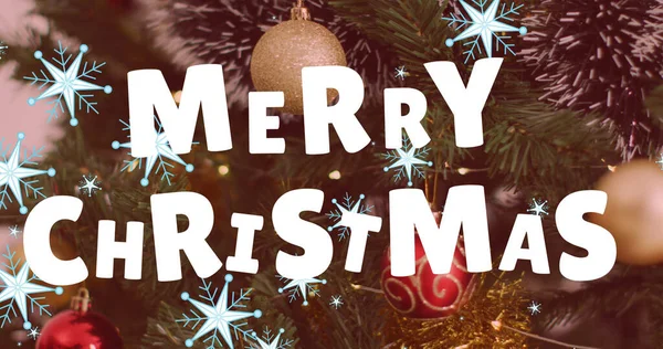 Bild Von Sternen Und Frohe Weihnachten Text Über Weihnachtsbaum Hintergrund — Stockfoto
