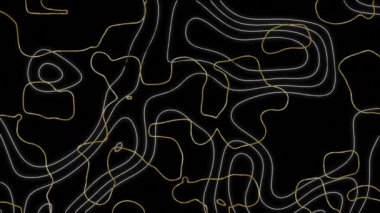 Siyah arka planda hareket eden beyaz ve turuncu hatların animasyonu. hareket, enerji ve biçim, soyut arayüz arkaplan kavramı dijital olarak oluşturulmuş video.