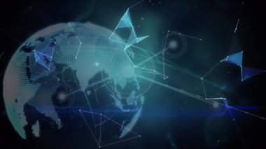 Işıldayan noktalarla bağlantıları olan dünyanın animasyonu. küresel bağlantılar, ağlar ve veri işleme konsepti dijital olarak oluşturulmuş video.