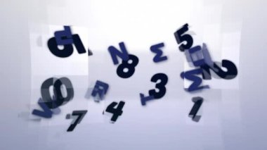 Siyah sayıları, harfleri ve gri arkaplanda turuncu ışığı değiştirmenin animasyonu. okul, eğitim, öğrenme ve teknoloji konsepti dijital olarak oluşturulmuş video.
