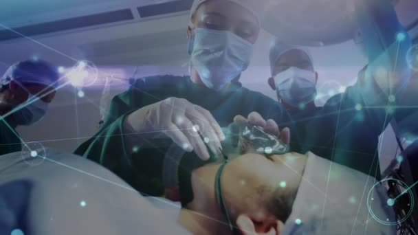 Animazione Rete Connessioni Chirurghi Sala Operatoria Medicina Globale Servizi Sanitari — Video Stock