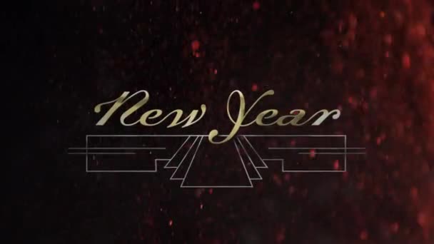 Animación Felicitaciones Feliz Año Nuevo Sobre Decoración Manchas Rojas Que — Vídeo de stock