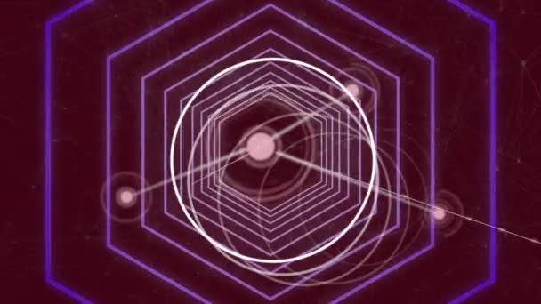 Animation Balayage Portée Sur Hexagones Réseaux Connexions Avec Des Taches — Video