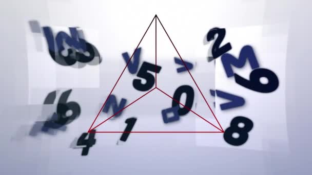 灰色の背景に黒い数字と文字と三角形を変更するアニメーション 学校教育学習技術の概念デジタルで生成されたビデオ — ストック動画