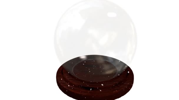 Animation Snow Falling Christmas Snow Globe Copy Space White Background — Stock Video