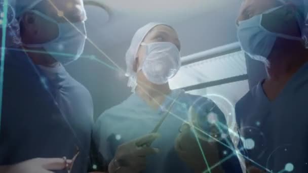 Animazione Rete Connessioni Chirurghi Sala Operatoria Medicina Globale Servizi Sanitari — Video Stock