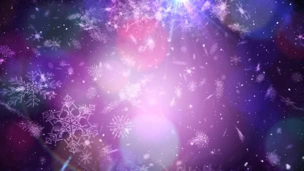Animazione Neve Che Cade Sopra Modello Fiocco Neve Natale Background — Video Stock