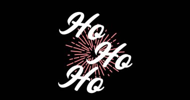 Noel 'de siyah arka planda ho ho mesajı. Noel, kış, gelenek ve kutlama konsepti dijital olarak oluşturulmuş imaj.