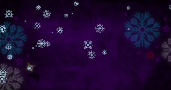 Obrázek Sněhu Padající Vánoce Modrém Pozadí Vánoční Zimní Tradiční Slavnostní — Stock fotografie
