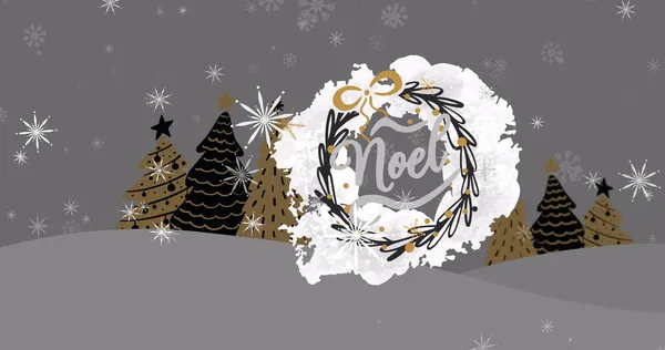 Imagem Texto Noel Sobre Árvores Natal Natal Inverno Tradição Conceito — Fotografia de Stock