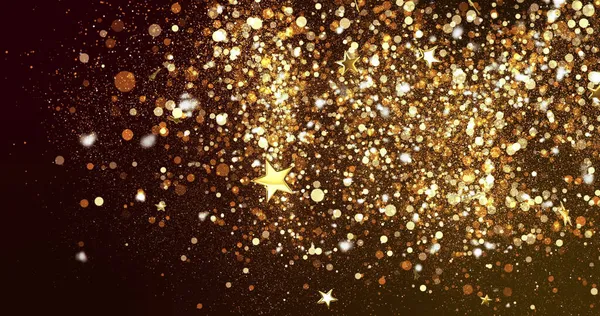 Siyah Arkaplanda Işık Noktalarının Üzerinde Yüzen Yıldızların Görüntüsü Yılbaşı Partisi — Stok fotoğraf