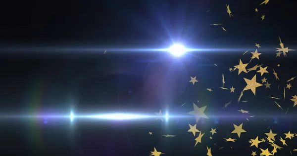 Işık Noktaları Siyah Arkaplanda Yıldızlar Parti Kutlama Konsepti Dijital Olarak — Stok fotoğraf