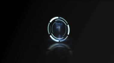 Siyah arkaplandaki tarama alanının animasyonu. küresel iş, bağlantılar ve dijital arayüz konsepti dijital olarak oluşturulmuş video.