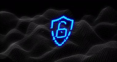 Siyah arka planda asma kilit ve noktaların animasyonu. küresel iletişim, veri işleme ve dijital arayüz kavramı, dijital olarak oluşturulmuş video.