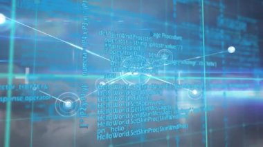 Veri işleme ve bağlantı ağının animasyonu. küresel bağlantılar ve ağlar konsepti dijital olarak oluşturulmuş video.