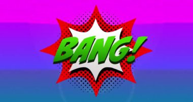 Siyah arkaplanda renkli daireler üzerinde bang text animasyonu. Sosyal medya ve iletişim arayüzü kavramı dijital olarak oluşturulmuş video.