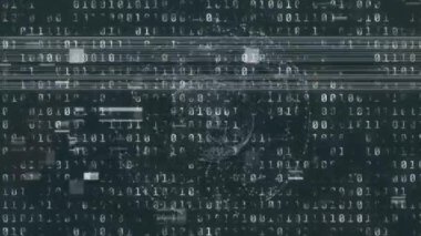 Manzara üzerinde dünya ve veri işleme animasyonları. küresel iletişim, veri işleme ve dijital arayüz kavramı, dijital olarak oluşturulmuş video.