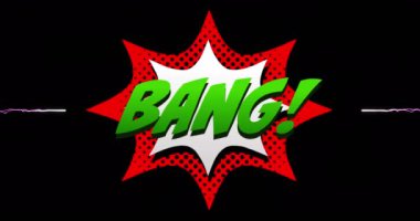 Siyah arka planda havai fişeklerin üzerinde patlama metni animasyonu. Sosyal medya ve iletişim arayüzü kavramı dijital olarak oluşturulmuş video.