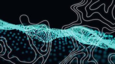 Yeşil ağ üzerindeki beyaz harita çizgilerinin animasyonu. çevrimiçi bağlantılar, ağ oluşturma ve dijital arayüz konsepti dijital olarak oluşturulmuş video.