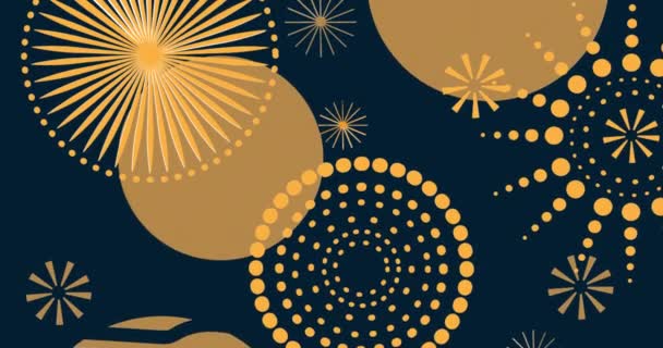 Animation Explodierender Goldfeuerwerke Auf Schwarzem Hintergrund Neues Jahr Feier Party — Stockvideo