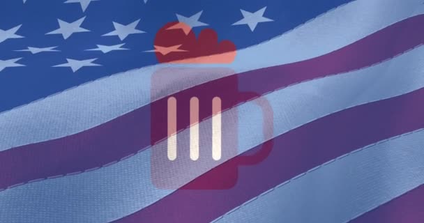 Animation Red White Blue Beer Mug Circles American Flag Patriotism — Stock Video