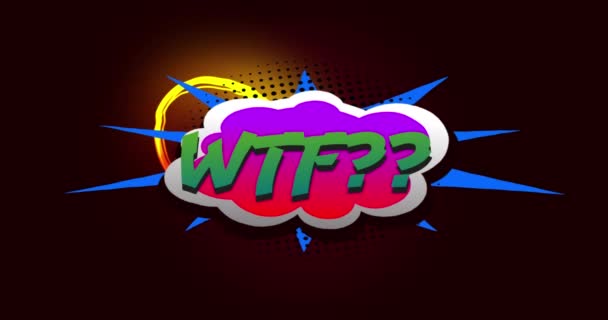 Animation Wtf Text Neon Heart Black Background Social Media Communication — Stock Video